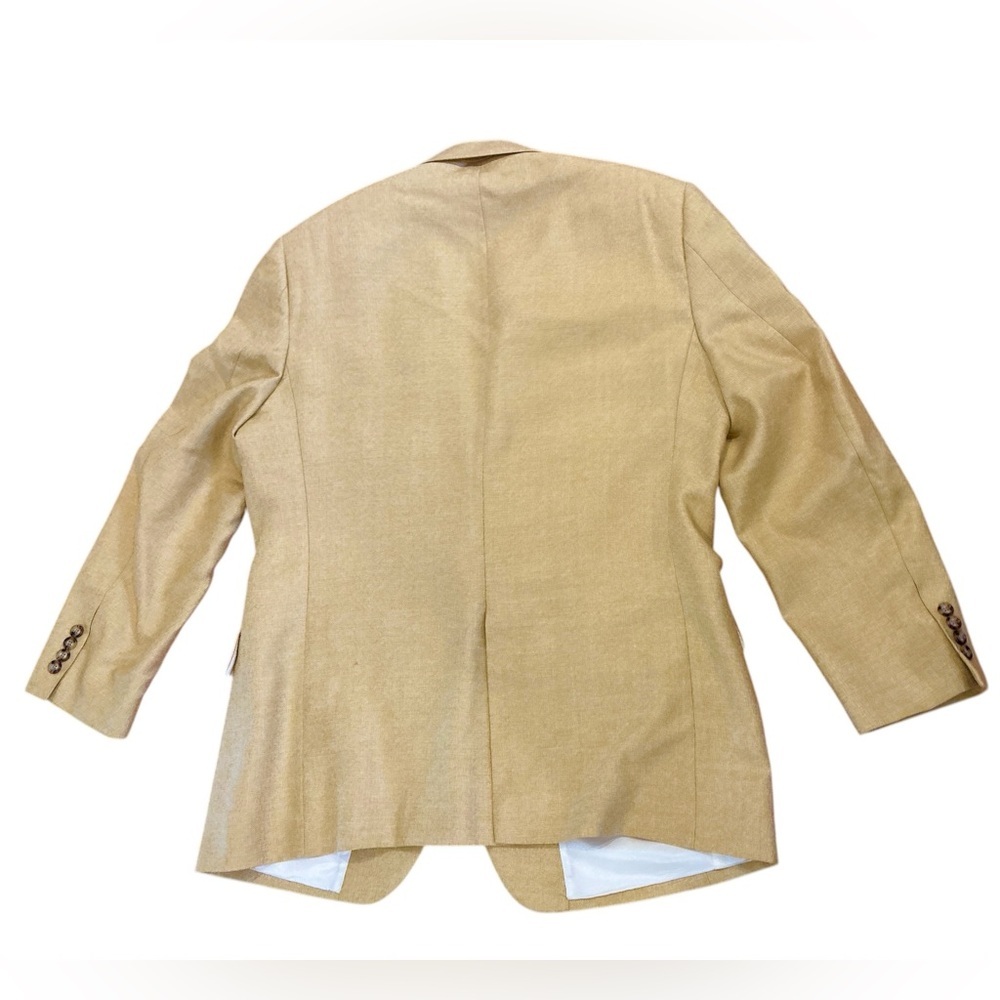 90s JOS A BANKS CREAMY NEUTRAL WOOL & SILK SPORTS COAT CLASSIC LUXURY SZ 44R - Picture 3 of 7